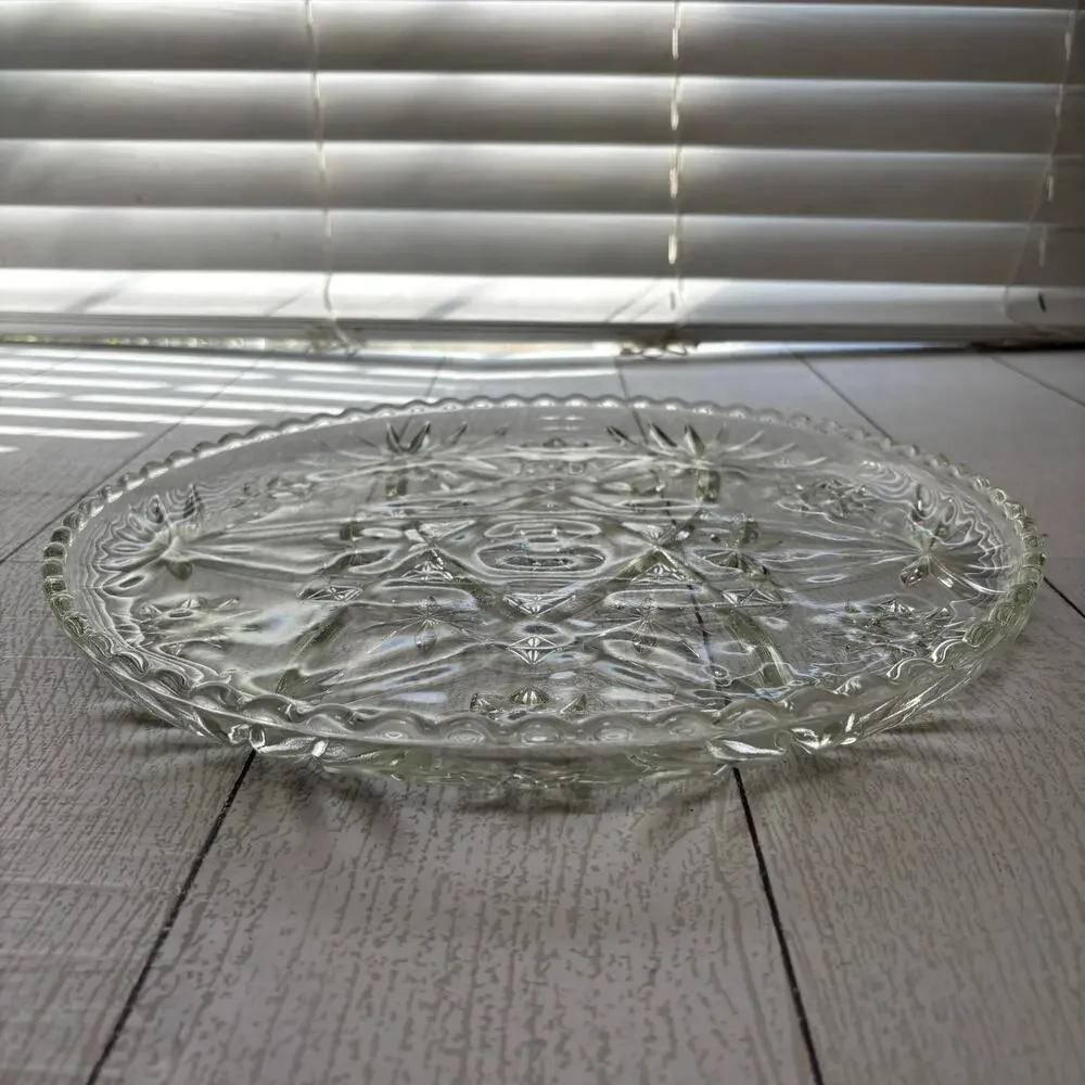 Anchor Hocking Prescut Clear Glass Torte Plate Sawtooth Edge